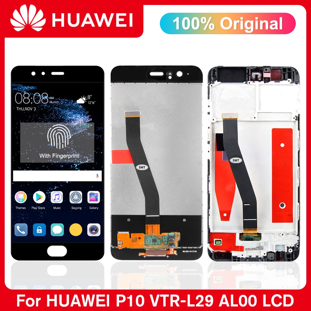 5.1Original DISPL For Huawei P10 LCD Display with Fingerprint Touch Screen Digitizer Assembly For HWP10 Replacement Parts VTRL29