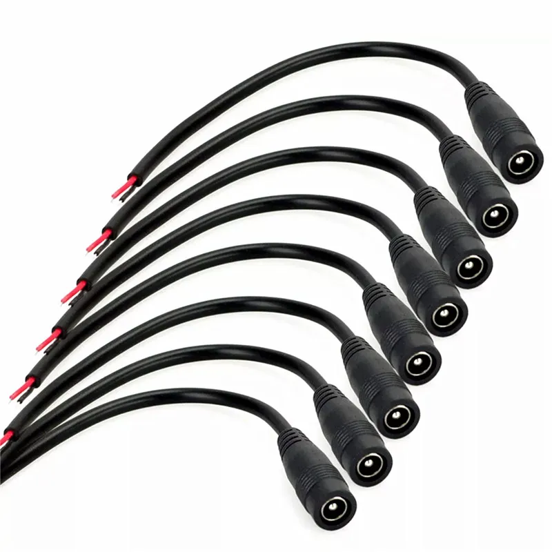 Conector de alimentación CC, Cable de enchufe de barril Pigtail, 2,1mm x 5,5mm, Cable macho hembra de 15CM para adaptador de fuente de alimentación de cámara IP, tira LED