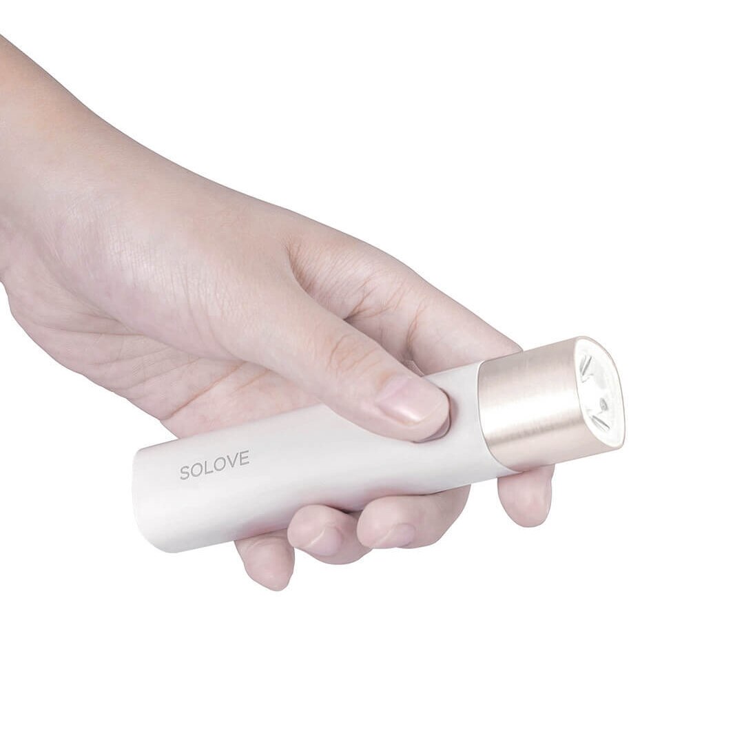 Xiaomi solove usb elektrisk fackla uppladdningsbar ljusstyrka ficklampa 3000 mah power bank bärbar mini led fackla för utomhuscykel
