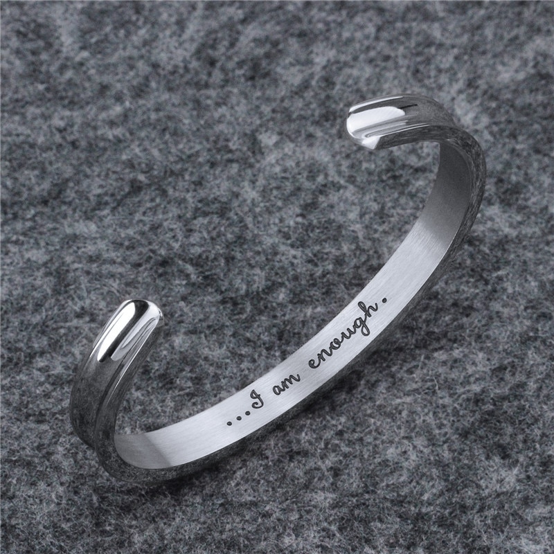 Stainless Steel Bracelet Bangles for Women I am enough Bracelet Friendship Cuff Bracelets Inspirational Jewelry pulseras