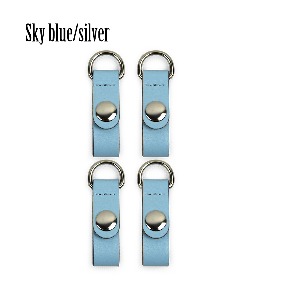 TANQU colorful 2 Pair 4 piece Clip Closure Attachment for Obag Faux Leather Strap Hook Clip for Opocket O bag: sky blue silver