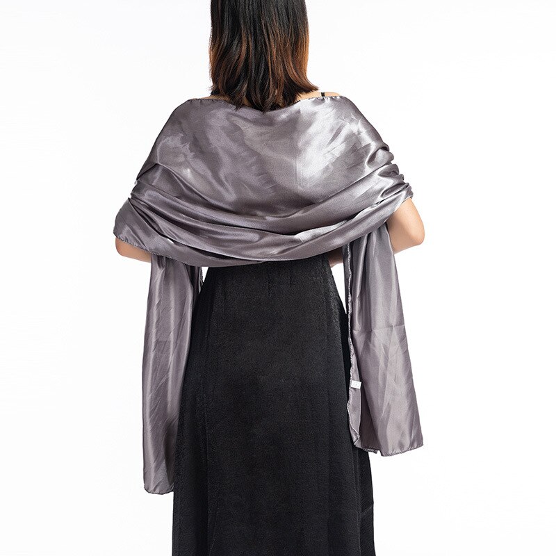 Ensfarvet satin aftenkjoler fest sjal tørklæde til kvinder brudekjole sjal foulard femme brude boleroer trækker på skuldrene vikler: 6
