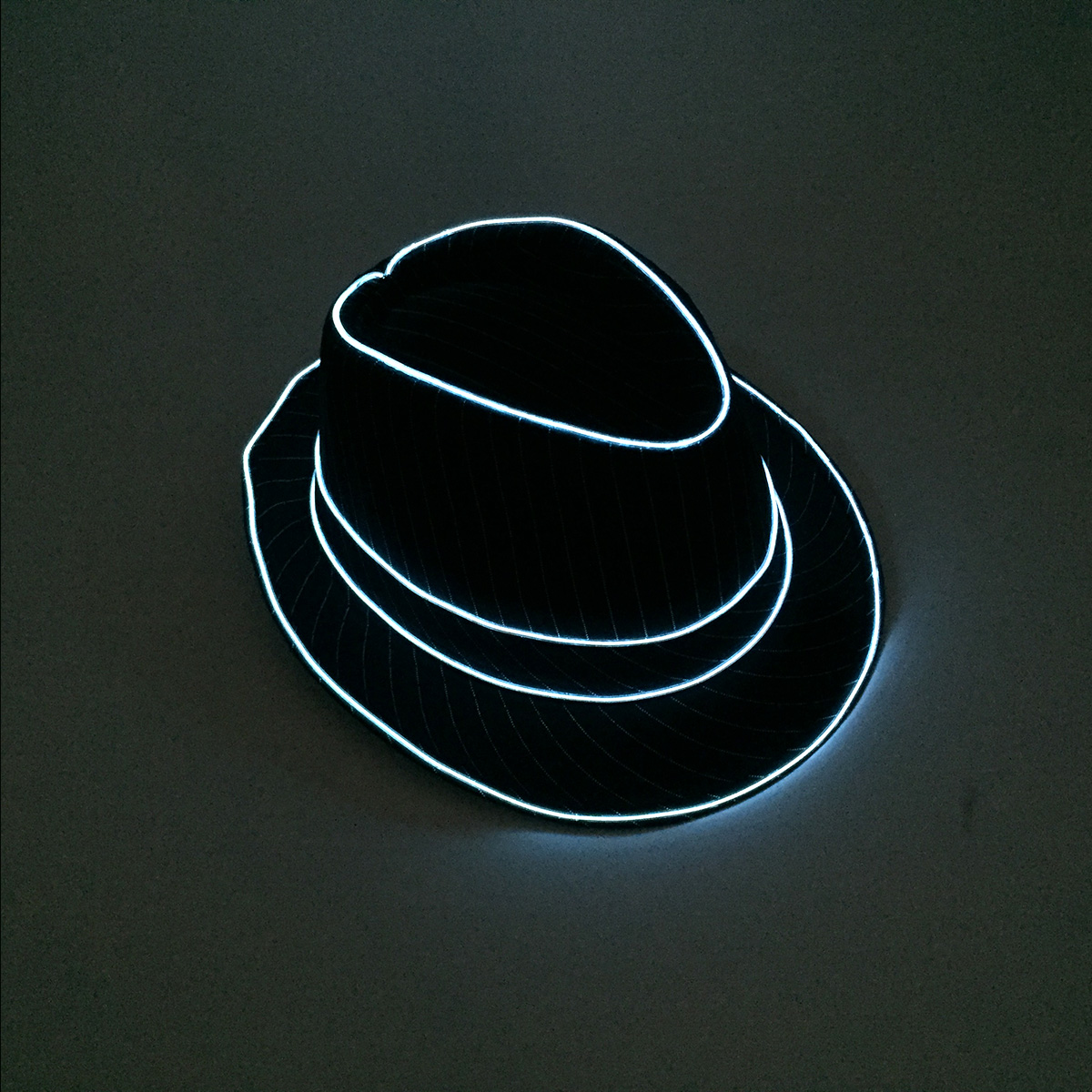 Neon Led Bulbs Night Lamp Light Up Party Topper Cap Fancy Dress Accessory EL Wire Fluorescent Hat Glowing for Wedding: DARK GRAY