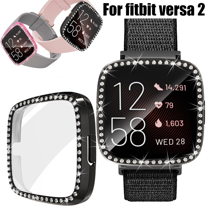 Diamond Pc Case Voor Fitbit Versa 2 Waterdichte Horloge Shell Cover Screen Case Voor Fitbit Versa 2 Horloge Beschermende frame Shell