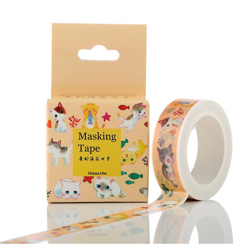 1.5cm avlet min nabo katt washi teip selvklebende diy scrapbooking klistremerke etikett maskebånd: Lavendel