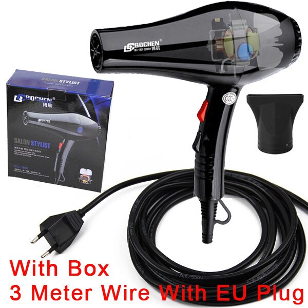 2200 w Sterke Macht AC Motor Föhn Professionele Föhn Warme En Koude Wind Haardroger Styling Tools Voor salon apparatuur: 3m EU with box