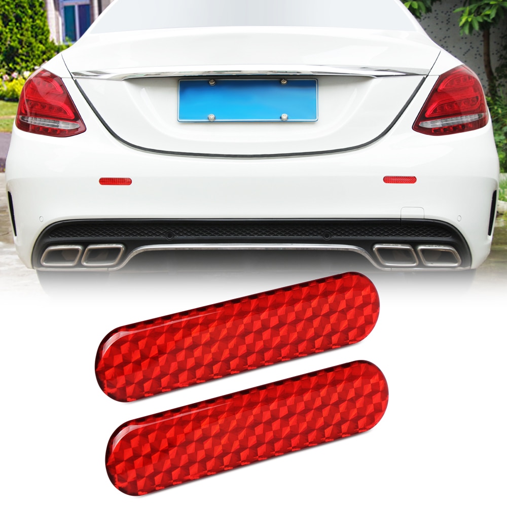 2 stk bil auto udvendig reflektor mærkat stick-on reflekterende klistermærke rød bil reflekterende klistermærke tilbehør