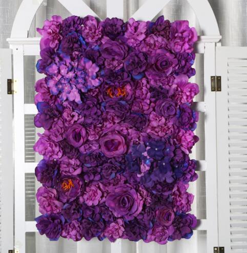 60 x 40cm kunstige silke blomsterpaneler, roser, peoner, hortensia blomsterbakgrunn for bryllupsfest blomsterveggdekorasjon: Blå