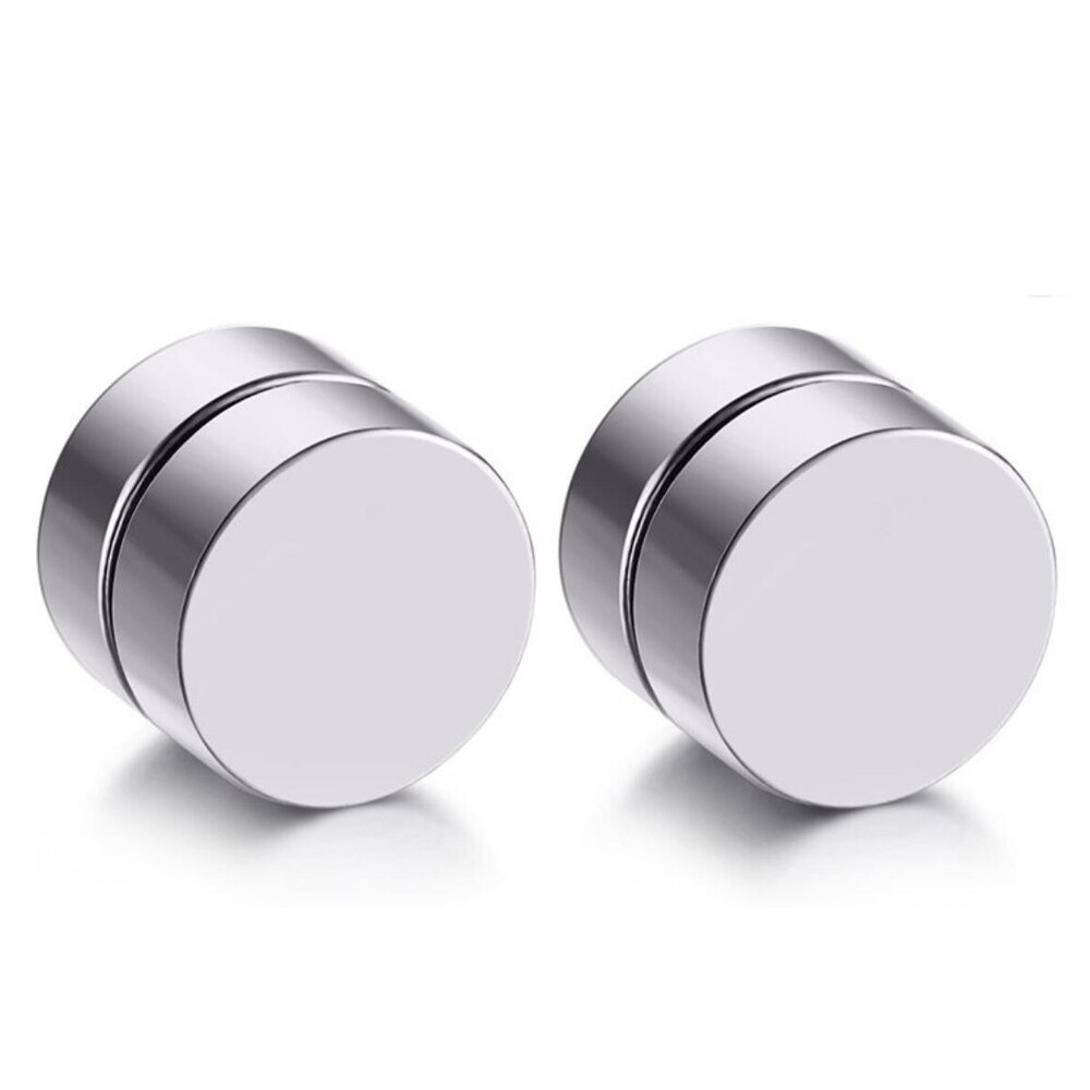 4Colors Stainless Steel Magnetic Ear Stud Men Women's Clip Earring brinco On Non-Pierced Earrings 5 Colors Option: Silver