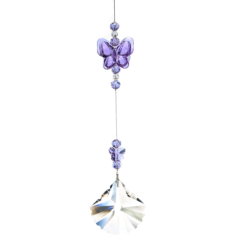 Atrapasoles de mariposa decoración de hogar púrpura colgante atrapasoles de cristal ornamento Arco Iris colgante prismas al aire libre decoración de jardín tuin