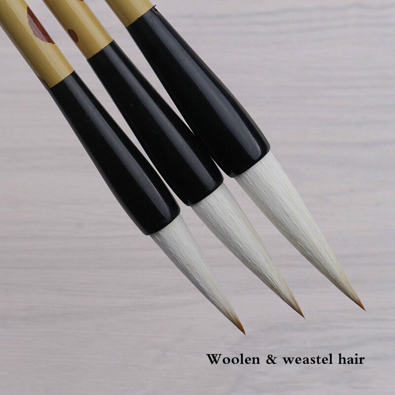 Chinese Calligraphy Brushes Multiple Hair Brush Set for Regular Script Cursive Script Calligraphy Writing Chinese Painting 3pcs