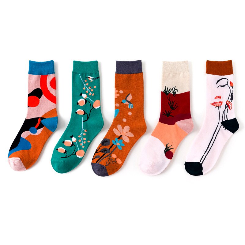 Tegneserie nylon sjov sød kawaii kort dame blomst streetwear kvinder sokker varm sjov hvid kort vinter bomuld glade ankelsokker