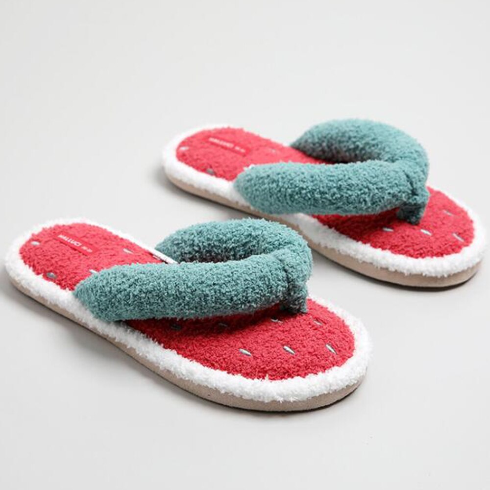 Watermeloen dames slippers thuis binnenschoenen imitatiebont warme schoenen dames instappers dames bont slippers  sh520