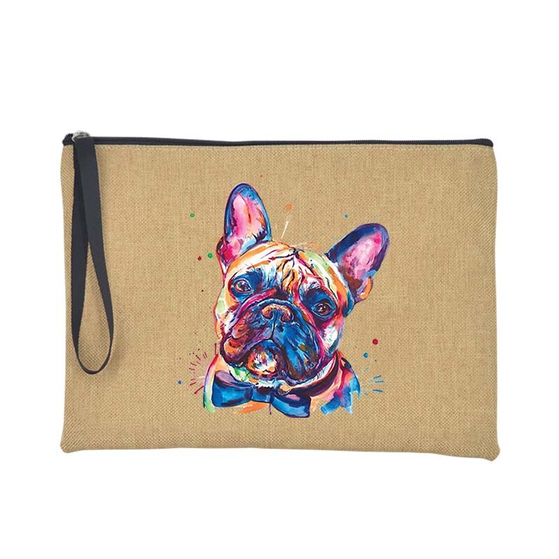 French Bulldog Purse Women Shopping Large Wallet Female Clutch Summer Beach Tote Handbag Travel Toiletries Card Keys Storage Bag: Q01028-A012BR-S