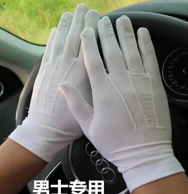 Spring and Summer men's thin Large white Etiquette gloves male plus size elastic gloves TB631: white