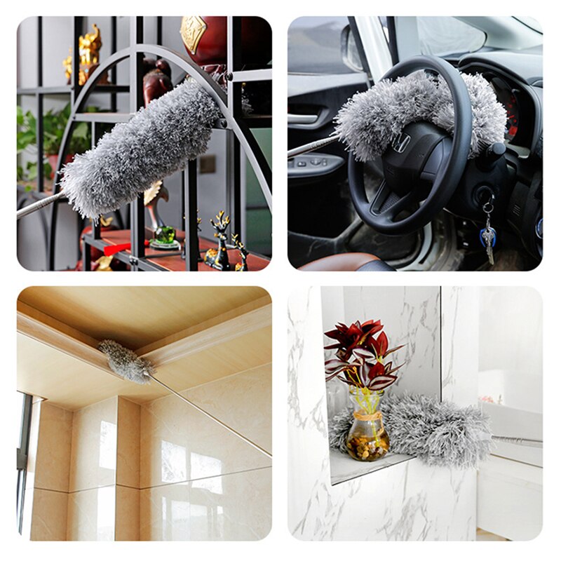 Telescopic Feather Duster Multipurpose Reusable Ceiling Furniture Cleaning Tool for Home Car Office UD88