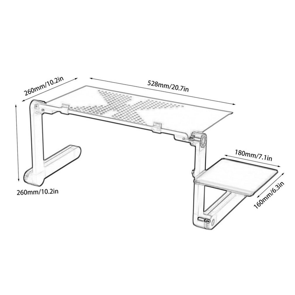 Escritorio para ordenador de aleación de aluminio, portátil, ajustable, Plegable, portátil, soporte plegable para escritorio, bandeja con ventilación