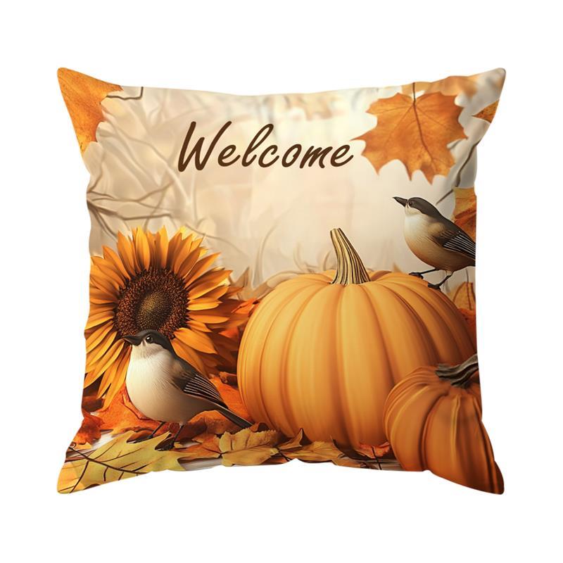 Herfst Pompoen Kussens Kussensloop Gedrukt Polyester 45x45cm Sierkussen Cover Decoratieve Sofa Kussen Kussensloop Home Decor: Blauw