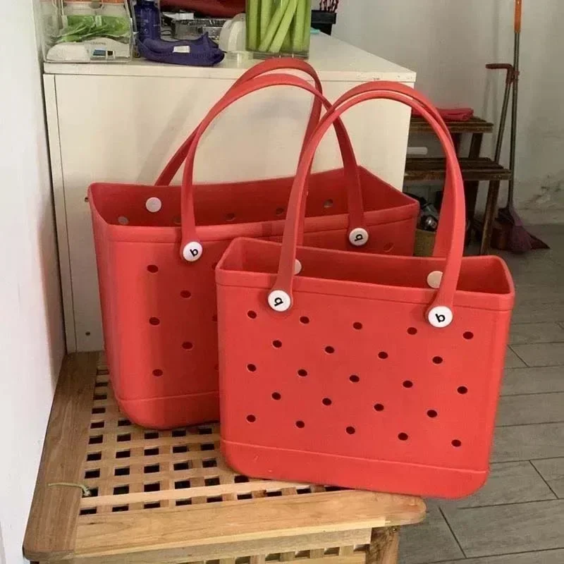 XL extra große Strandtasche aus EVA-Gummi, wasserdicht, für Strand, Reisen, Picknick, Aufbewahrungskorb, Damen-Einkaufshandtasche, Sack Gelee-Einkaufstasche