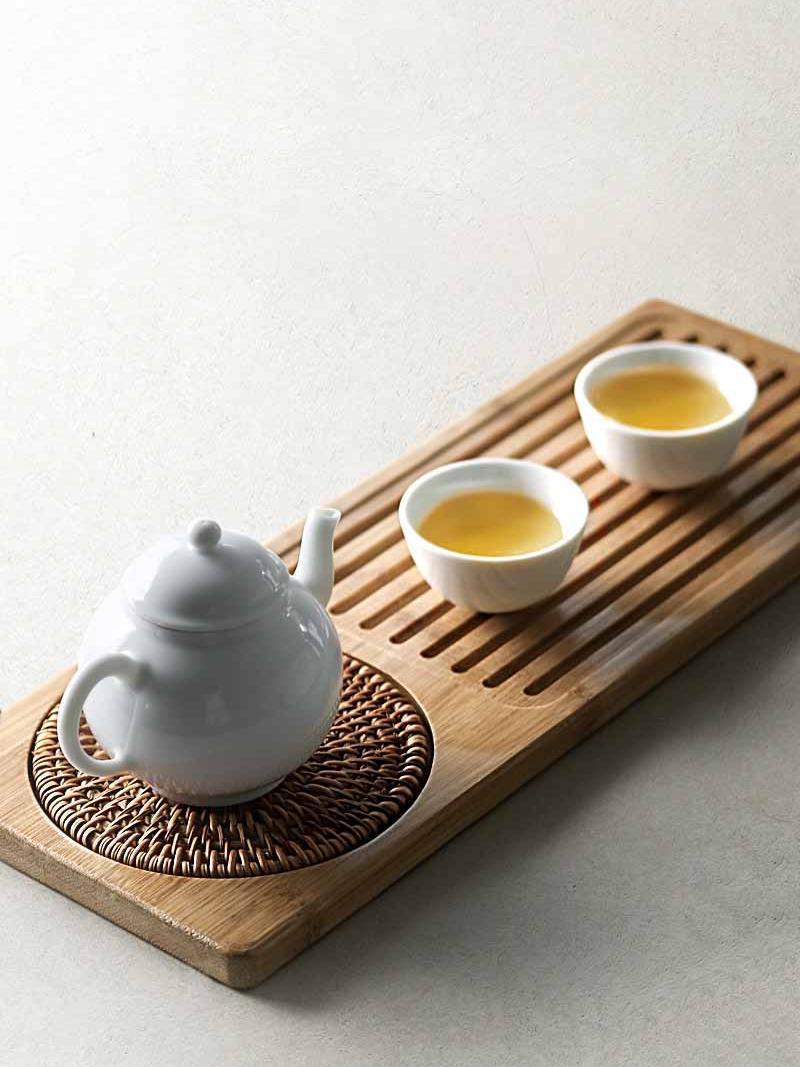 Solid Bamboo Wood Tea Tray Rattan Mat Rectangle Serving Table Plate Storage Dish for Hotel Tea Plate Accessories Saucer