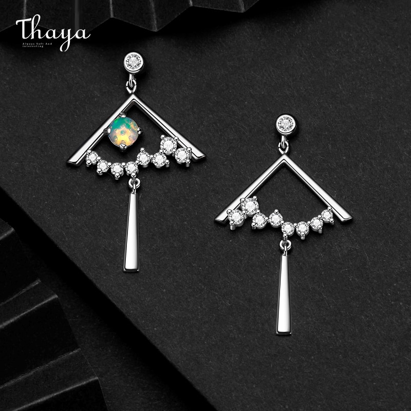 Thaya design fãs forma opala brinco 925 prata esterlina branco zircon brinco estilo brincos para mulheres moda jóias finas presente