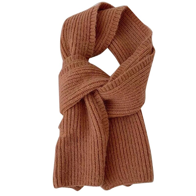 Scarf Female Winter Solid Color Short Wool Knitting Student Autumn and Winter Japanese Soft Collar All-Match: Orange