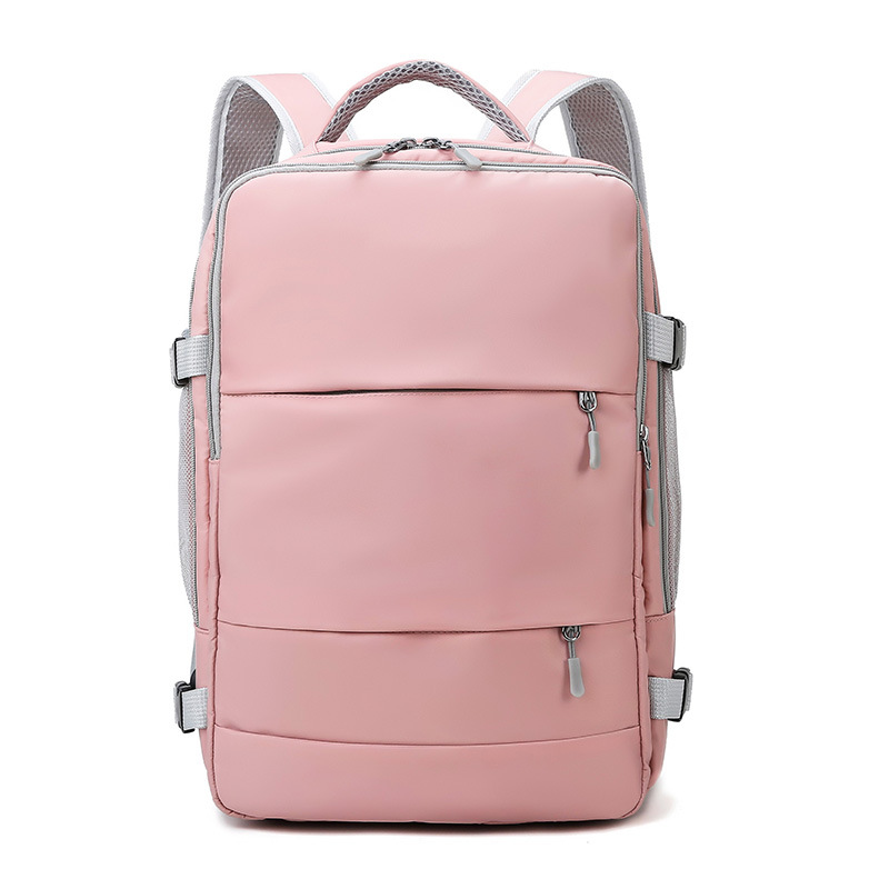 Mochila de viaje rosa para mujer, bolsa repelente al agua, antirrobo, , informal, con correa de equipaje y puerto de carga USB