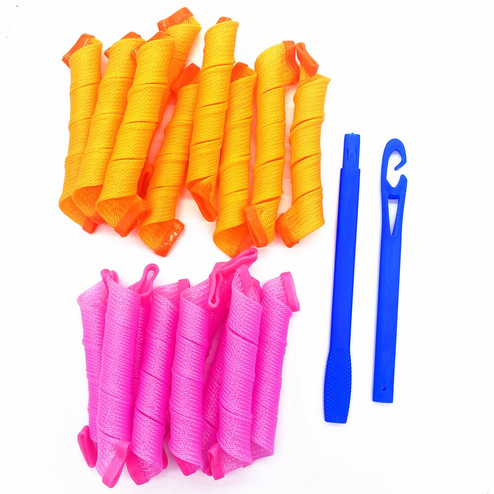 18pcs 30cm magic leverag perfect hair curler spiral curls roller No Heat Hair Curlers Colored Hair Rollers with Styling