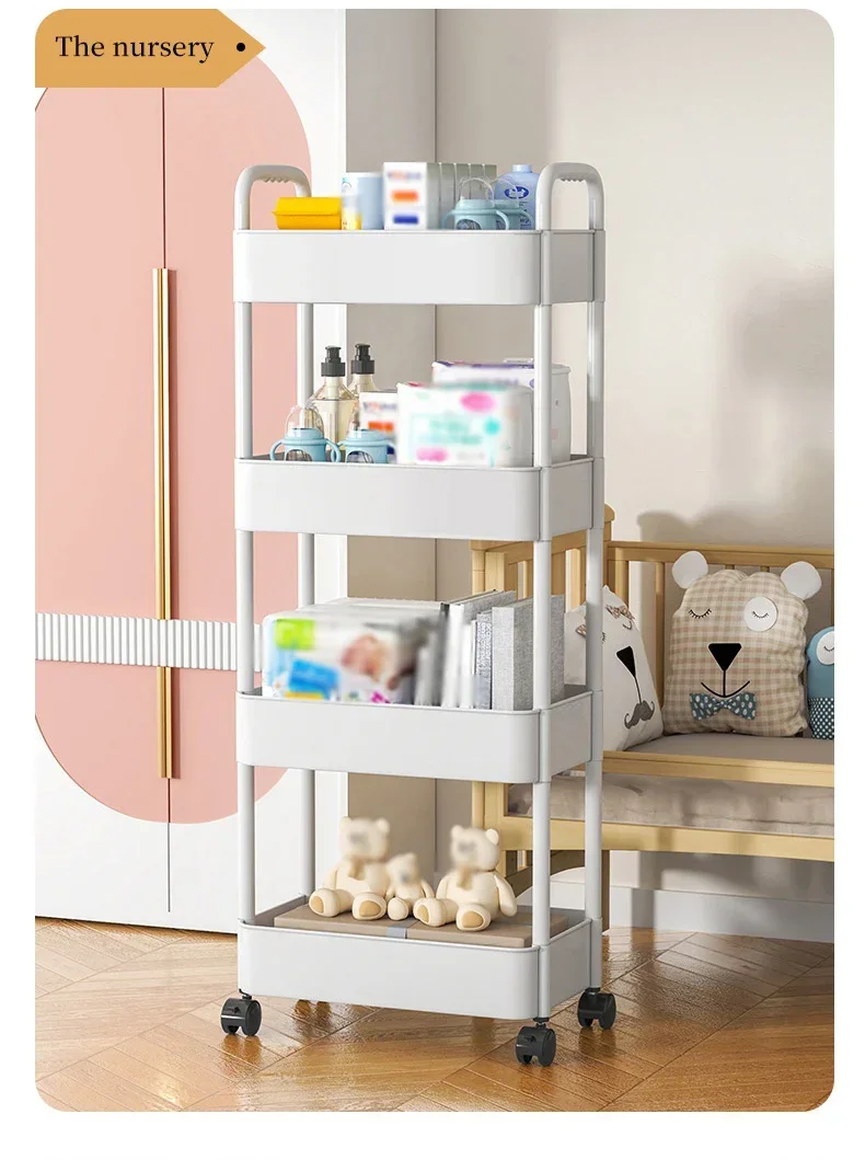 Meerlaags trolleyrek Keukenvloer Slaapkamer Babysnacks Mobiele badkamer Badkamer Opbergrek
