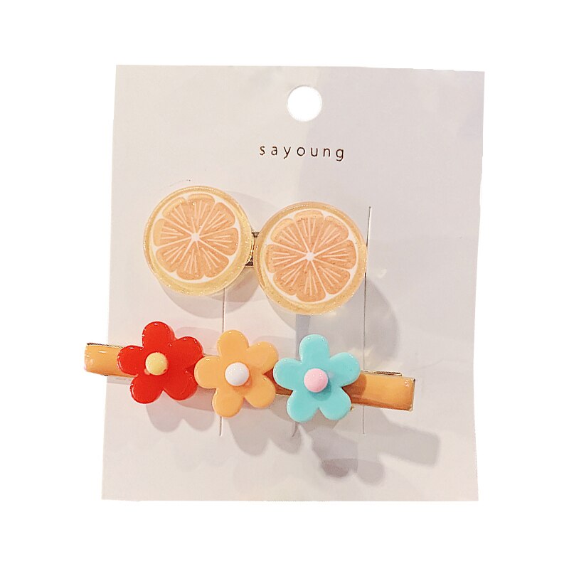 2Pcs/Set Baby Hair Clips for Women Hair Barrette Hairpins Flower Fruit Barrettes Hair Styling Nice: D