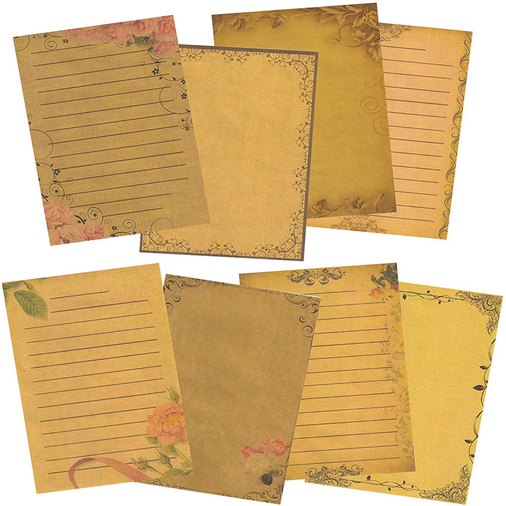 8 ark vintage kraftpapper brevpapper papper brev gammaldags retrobrunt kraftpapper skrivskolakontor leverantörer
