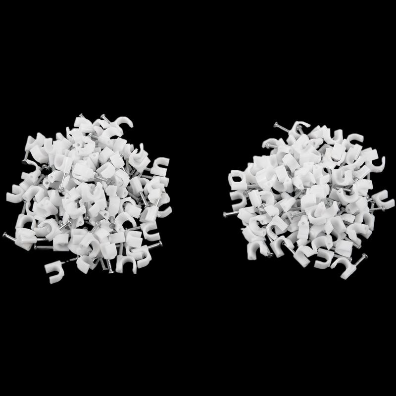 200 Pcs 6mm Diameter Electric Cable White Plastic Circle Nail Clips