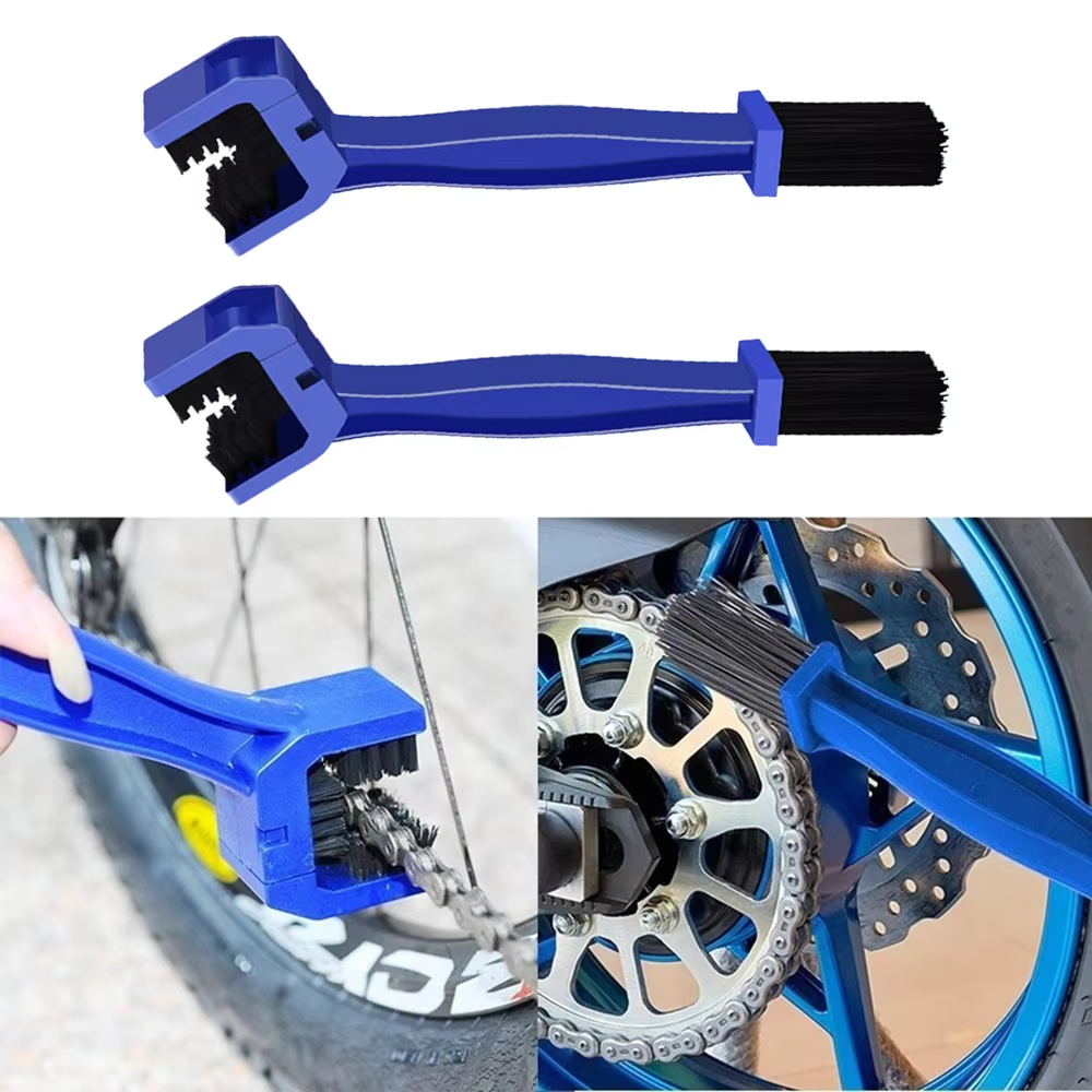 Spazzola per catena per moto e bicicletta Pulizia per bici Spazzola per pulizia catena Accessori Attrezzatura Pulizia auto Pelliccia a testa quadrata