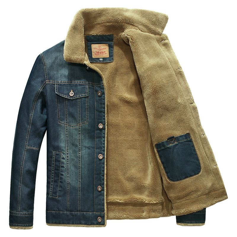 Mannen Denim Jassen Winter Warm Bont Jeans Jas 5XL Dikke Cowboy Jassen Uitloper kleding