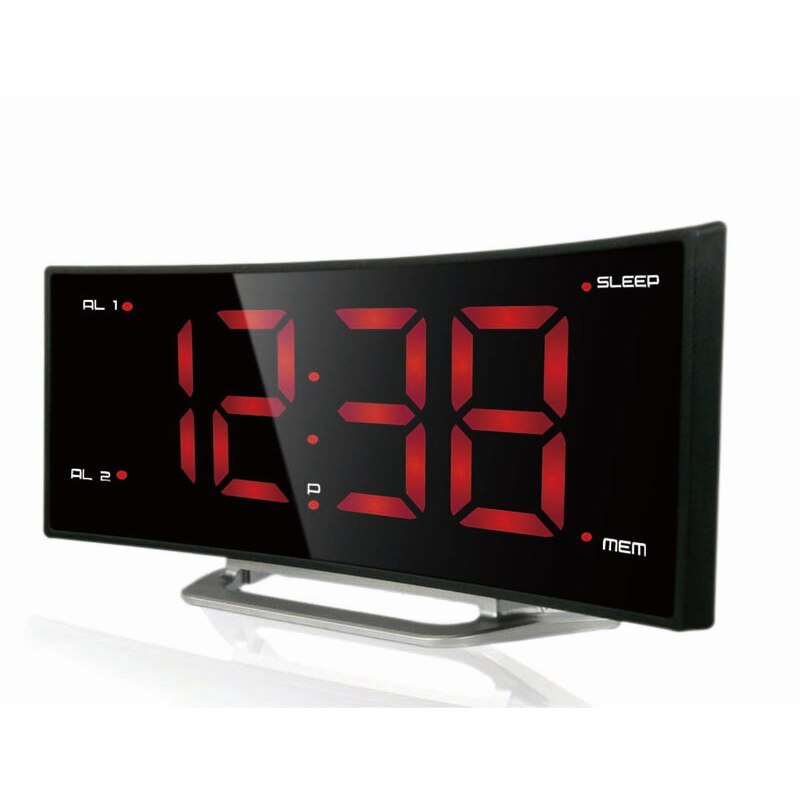 LED Digital Clock FM Radio Alarm Clocks Electronic Table Mirror Watch Smart With Luminous For Office Bedroom Large Display