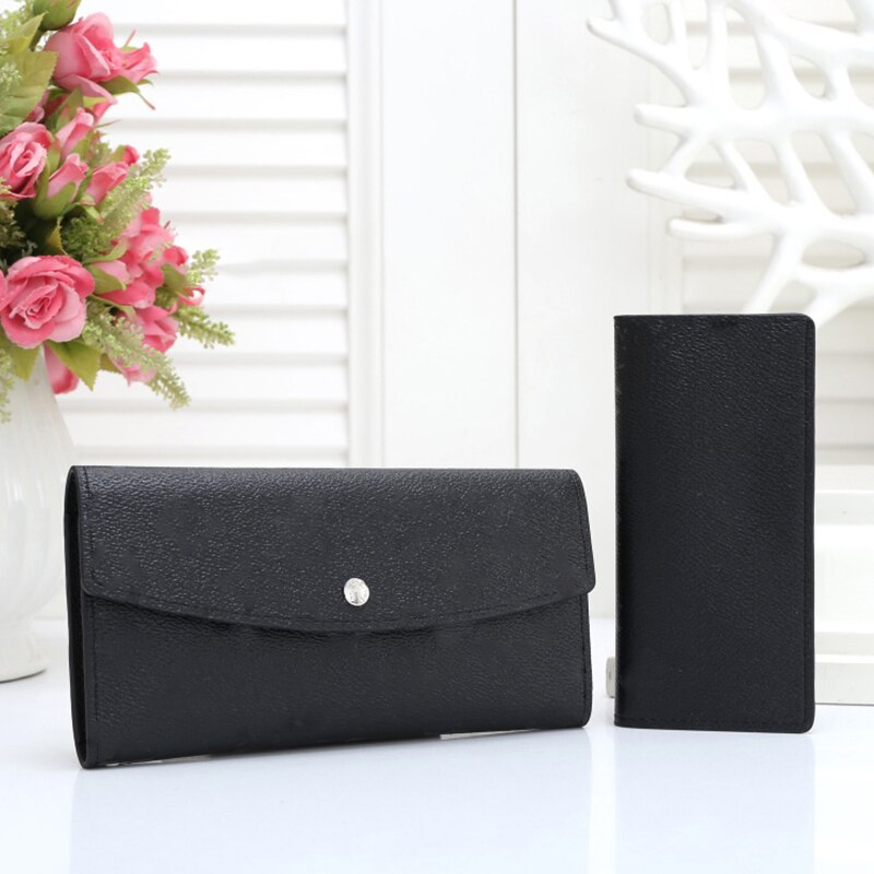 2 piece set flower folding Long wallet Plaid wallets for women Men Clutch portfel damski