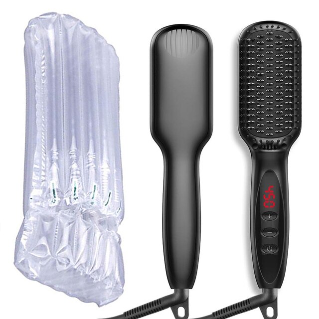 Hair Straightener Brush Fast Heating Fast Heating Men Beard Straightening Comb Electric Hair Straightener: no box / US
