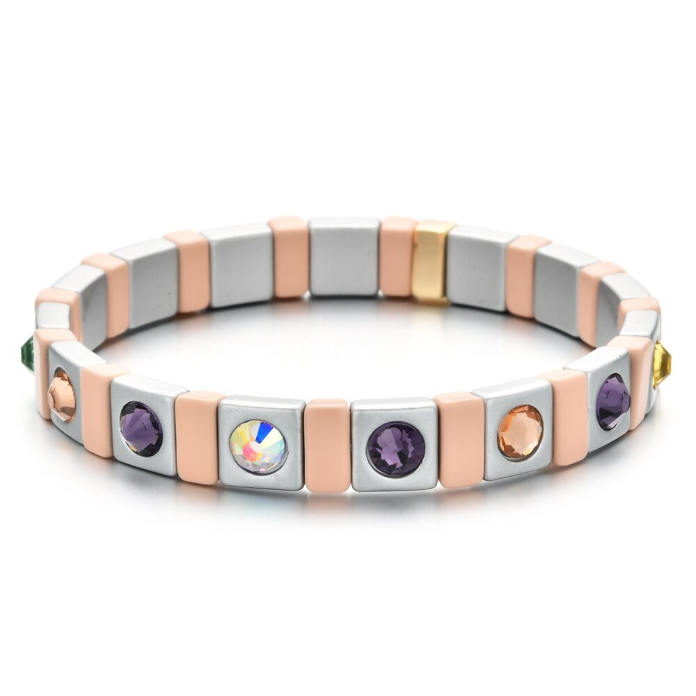 Arcobaleno Impilabile Piastrelle Braccialetto Multicolore Dello Smalto del Metallo In Rilievo Jewerly Braccialetto Dell'involucro Della Caramella di Stirata Del Braccialetto Delle Donne: A12