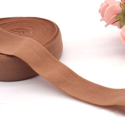 20mm Fold Over Rubber Band Multirole Fabric Spandex 2cm Elastic Bands Tape Garment For Pants Sewing Accessories 5yards: brown  5yards