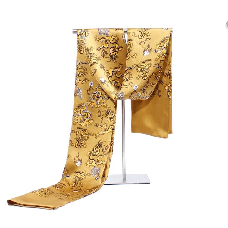 Foulard Vintage Ancient Dragon En Soie 100% - Motif Floral Noir & Blanc - Style Bandana/Carré