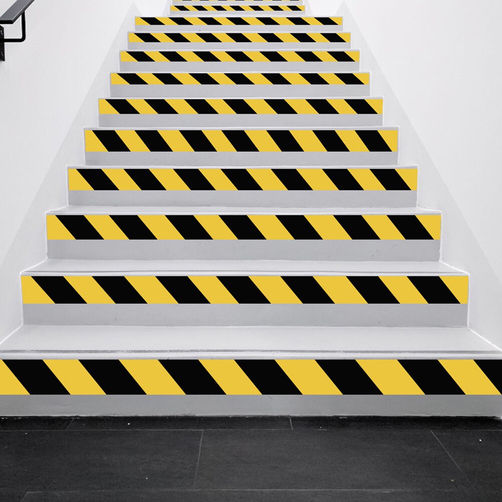 Cinta de advertencia de distancia Social de PVC a rayas de 33m x 50mm, cinta amarilla de seguridad resistente al desgaste para escaleras, autoadhesiva impermeable