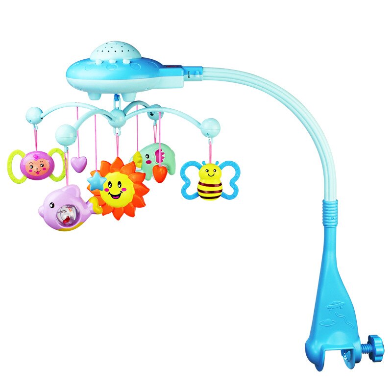Beste Rammelaars Baby Speelgoed Projecteren Musical En Roterende Baby Mobiele Muzikale Bed Bel Met 50 Muziek Voor 0-12 Maanden: Blauw