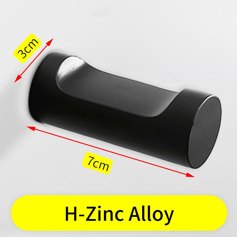 Kappekrok rustfritt stål baderomskrok svarte kroker for oppheng av håndklær veske lue kleskrok vegghenger maskinvare for bad: H-sink legering