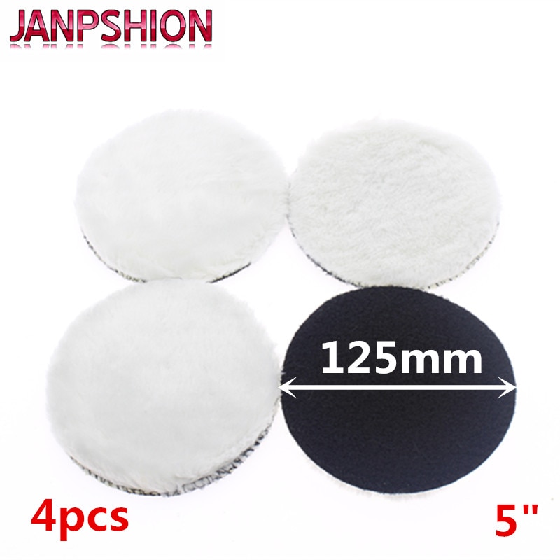 JANPSHION 4 st 125mm auto polijsten pad 5 &quot;inch polish waxen pads Wol Polijstmachine Bonnet Voor autolak Care