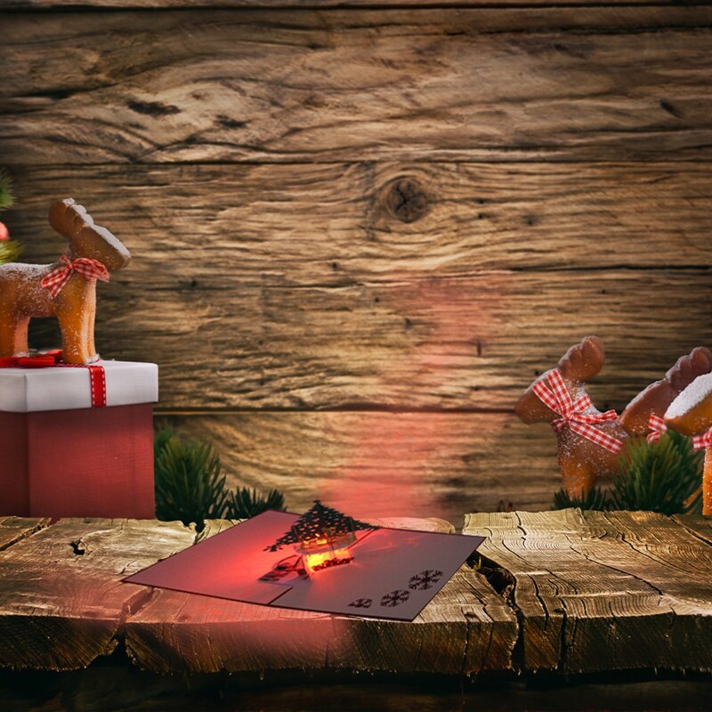 Weihnachten 3D Pop hoch Grußkarten LED Licht Musik Karte Mit Umschlag Postkarten Für Weihnachten Dekoration