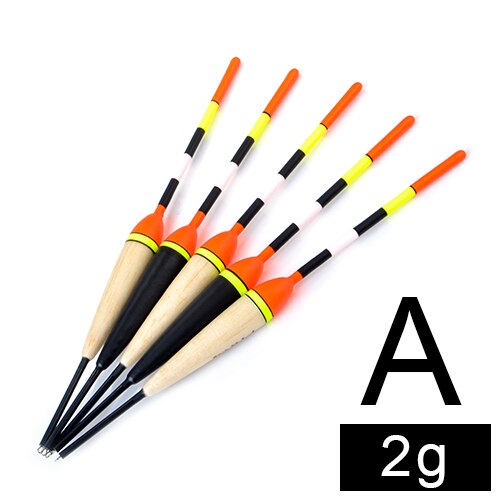 FTK – lot de 5 flotteurs de pêche en sapin, peche en mer flotteur peche bouchon de peche floteur float tube peche bouchon peche flotteur de peche en bois de , 2g – 6g, pour la mer, accessoires en plastique: A-2g