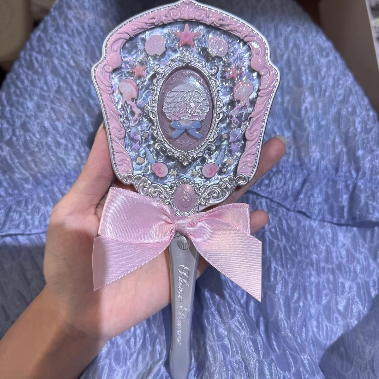Flower Knows Mirror Moonlight Mermaid Collection Handheld Mirror Limited White Blue Pink Chocolate Fairy Mirror: Blue