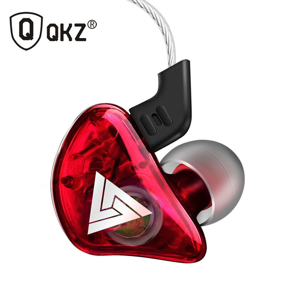 QKZ CK5 Wired Earphone Stereo Race Sports In-ear Heavy Bass Headset Transparent Mobile Phone Music Earphones with Microphone: CK5 Red