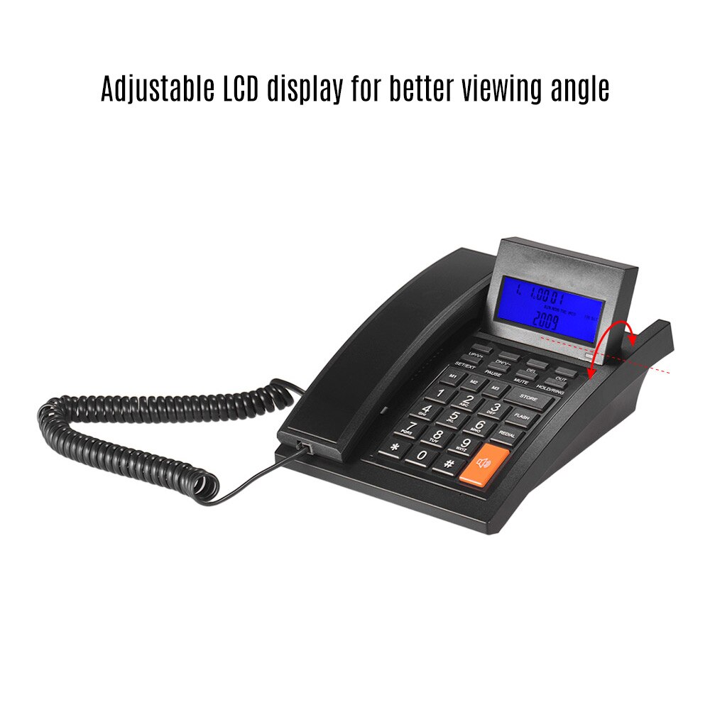 Corded Phone Desktop Fixed Landline Telephone with Adjustable LCD Display Mute/ Pause/ Hold/ Flash/ Redial/ Hands Free Functions