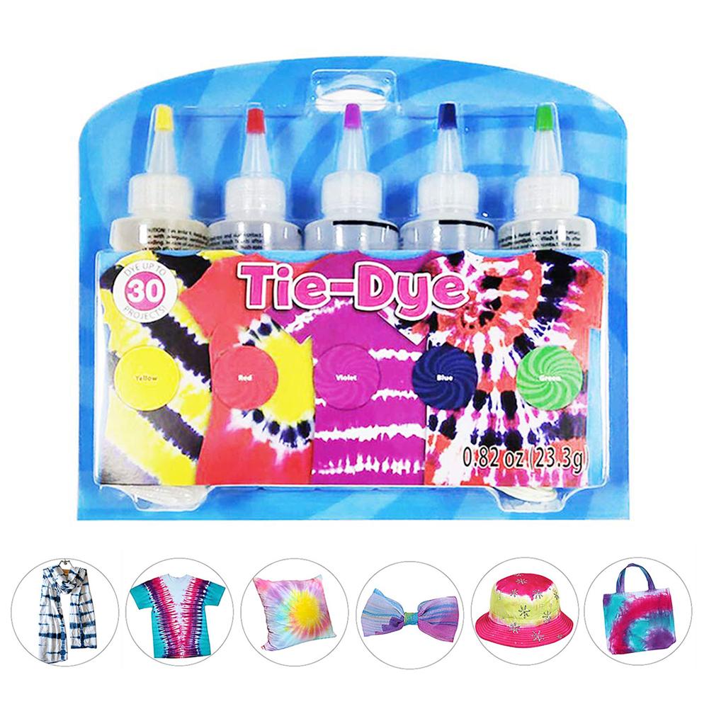 5 kleuren tie-dye kit permanente one-step kit diy verfkit voor stof textiel knutselen kunst kleding voor soloprojecten verf: A